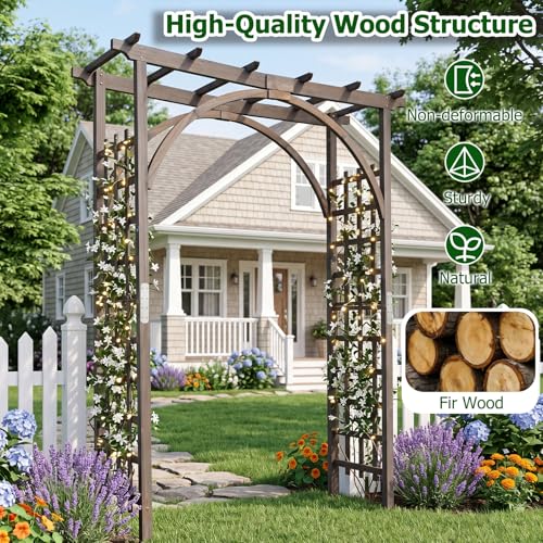 85" Wooden Garden Arch Trellis