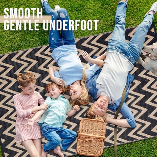 Outdoor Rug 6x9 ft Waterproof Reversible Chevron Mat (54 Sq Ft)