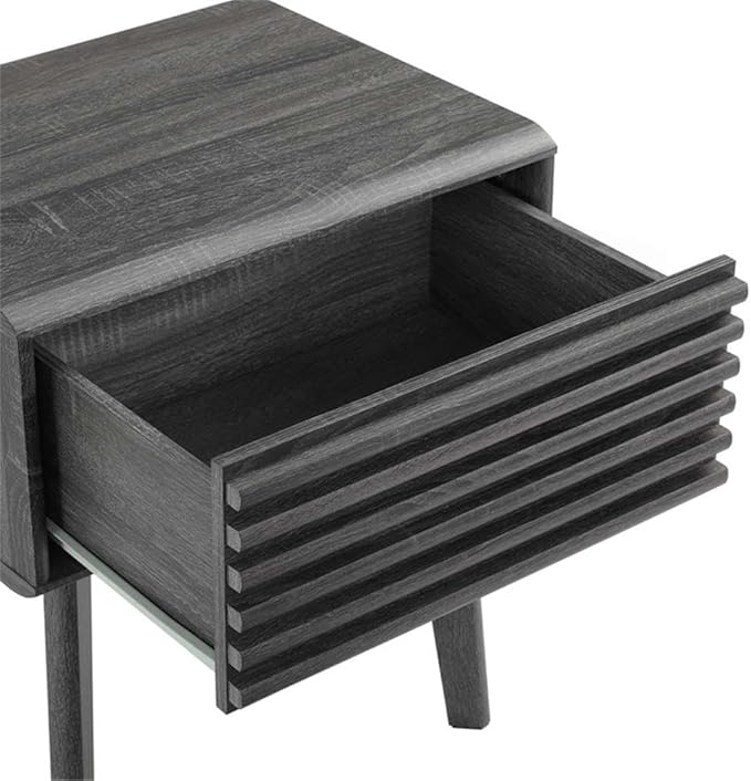 Modway Render Mid-Century Modern End Table or Nightstand in Charcoal, 15 x 19 x 21.5
