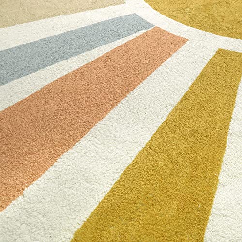 Boho Round Rug 4 Ft Washable Area Rug for Kids Room