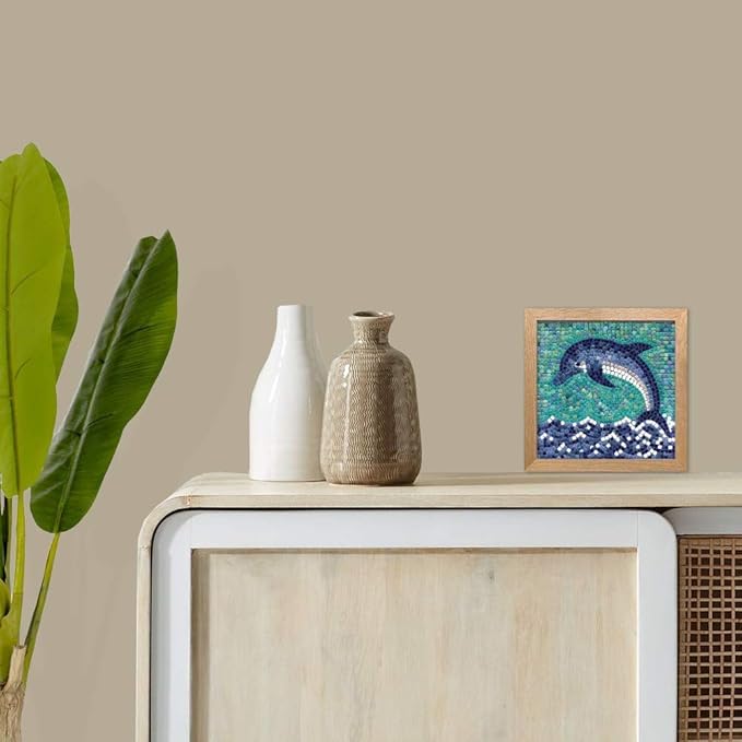 Handmade Mosaics Made Easy with Our Adult Mosaic Craft Kit, Square 7inch (20cm) Dolphin