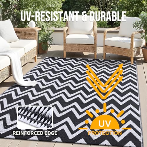 Outdoor Rug 5x8 ft Waterproof Reversible Chevron Mat (40 Sq Ft)