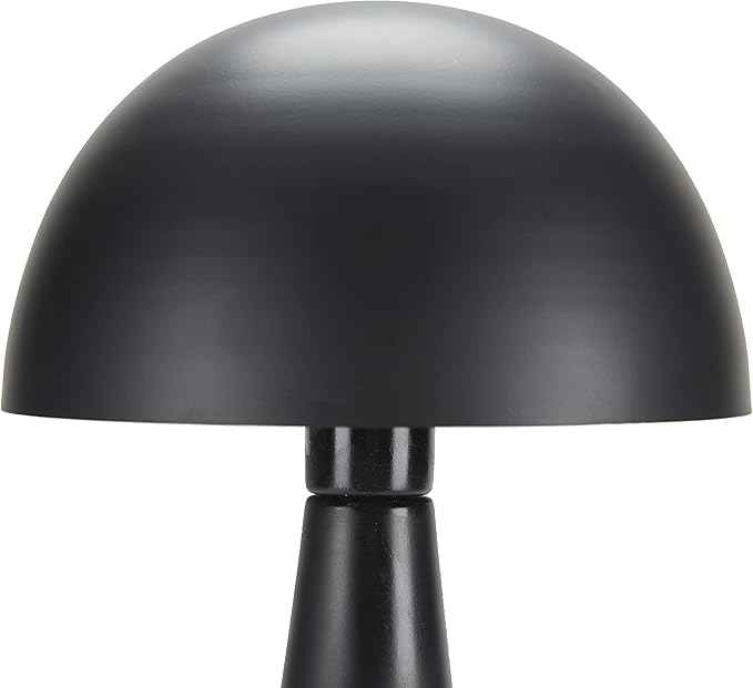 Nourison Home 16" Matte Black Metal Mushroom Table Lamp, Modern, Retro, Desk Light for Bedroom, Dining, Office, Entryway
