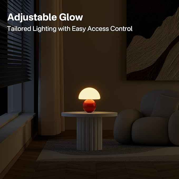Mushroom Lamp Table Lamp for Bedroom,Desk Bedside Small Lamps for Living Room Night Stands,Mushroom Decor Cute Mini Modern Mid Century Lamps,Unique Aesthetic Home Living Room Decor(Orange)