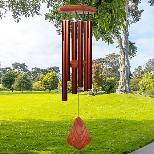 Wind Chimes for Outside 30 inch Red Copper Aluminum Garden Patio Gift Decor
