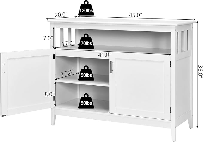 Costzon Buffet Cabinet, Wooden Sideboard with 2 Doors, Adjustable Shelf, Accent Coffee Bar Cabinet, Kitchen Storage Cabinet for Living Room, Hallway