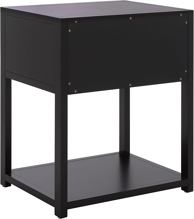 SAFAVIEH Home Collection - Yudi Black Nightstand, 1 Drawer 1 Shelf Bedside Table with Gold Metal Accent Pull, Fully Assembled (NST9201E)