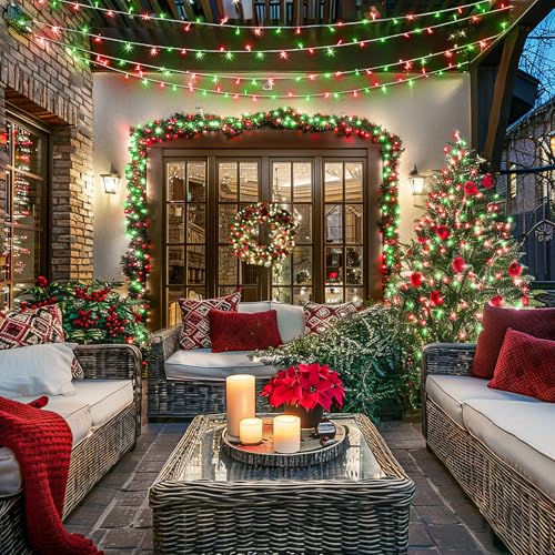 163ft Clear Wire 500 LED Red and Green Christmas Lights (163 Foot)
