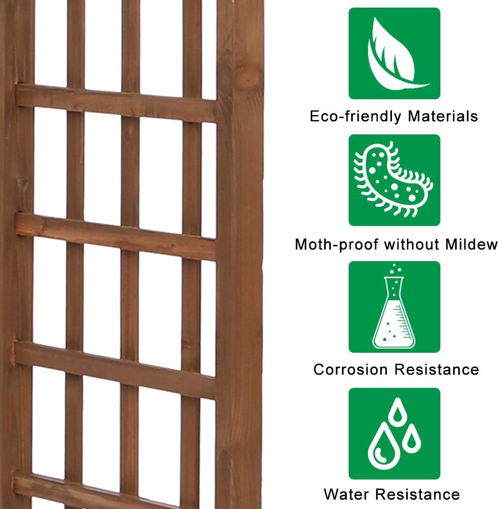 Outvita 7 Ft Wooden Garden Arbor Arch, Fir Wood Arbour Trellis, Pergola Archway for Wedding Ceremony Decoration Pergola Plant Climbing Rose Vines Lawn Courtyard Patio Dark Brown