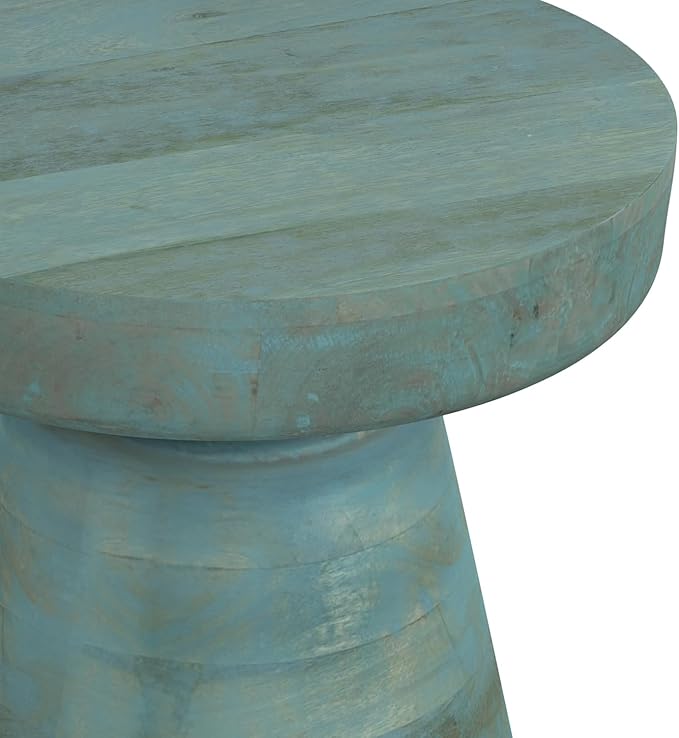 SIMPLIHOME Robbie Accent Table - 16 inch Wide Solid Mango Wood End Table in Teal Wash, Boho Contemporary Rustic Side Table for Living Room or Bedroom with Multipurpose Function, Assembled