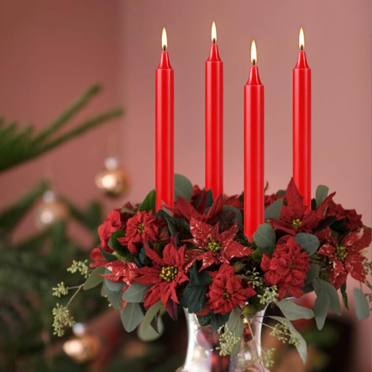 Red Candles Set of 40, 4" Red Spell & Chime Candles, Unscented Mini Taper Candle for Witchcraft, Wiccan Altar, Magic Tools, Rituals, Prayer, Meditation and Christmas Party Decoration