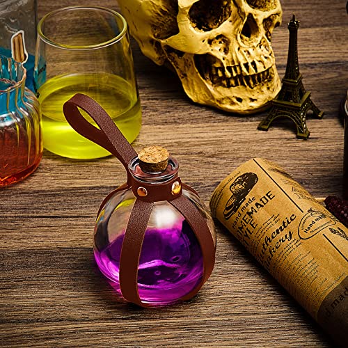 6 Pcs Halloween Glass Potion Bottles with Cork Belt (6 Count)