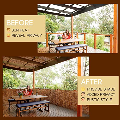 Reed Fencing Rolls Natural Bamboo Fence 5.5 Feet High Privacy Screen Curtains Fence for Balcony Patio Garden Backyard Shades Outdoor 5.5FT X 16.4FT（Brown） (90.2 Sq Ft)