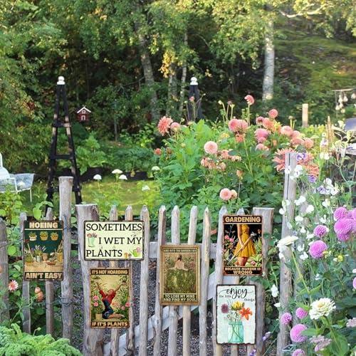 Funny Garden Metal Signs Yard Art For Outside Garden Wall Art Decor Outdoor Hoeing Ain'T Easy Gardening Tin Sign Vintage Greenhouse Signs 8x12 Inch