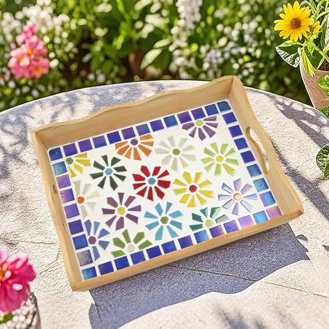 Youway Style Iridescent Teal Glass Mosaic Tiles for Crafs Bulk,200g Broken Stained Glass Pieces for Crafts DIY Mosaic Making Art Decor
