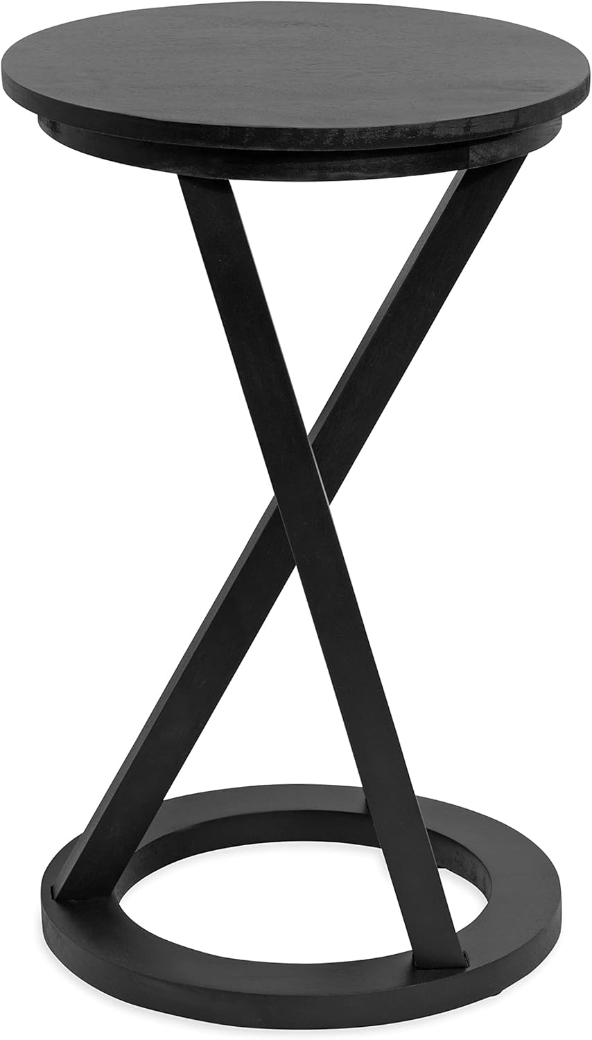 Kate and Laurel Aja Modern Side Table, 15 x 15 x 23, Black, Decorative Modern Geometric Wood Bedroom Nightstand Table with Round Tabletop and Unique Slanted Legs