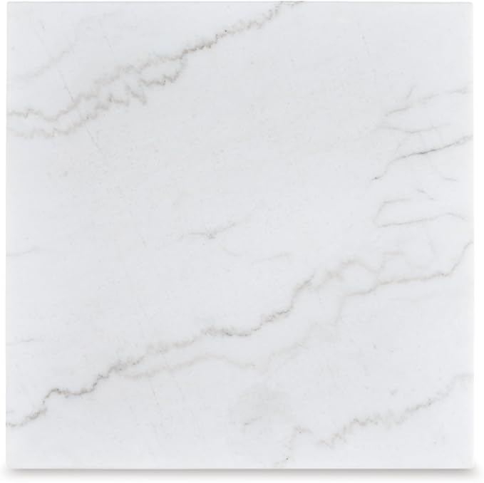 Signature Design by Ashley Loyaska Casual End Table with White Marble Top, Light Brown & White Marble