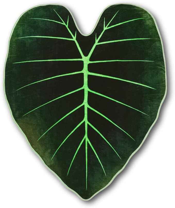 Green Philosophy Co. Regal Shield Alocasia Giant Leaf Shaped Blanket Monstera Flannel Throw Soft Cozy Breathable Lightweight and Decorative Leaves Design Gift for Plant Lovers Bed Sofa and Couch