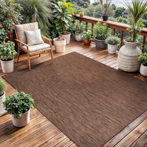 Washable Indoor Outdoor Rug 6x9 Weather Resistant Area Rugs Modern Solid for Porch Deck Balcony Backyard Patio Outside Carpet (54 Sq Ft)