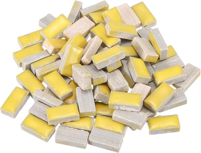 MECCANIXITY 250g Ceramic Mosaic Tiles for Crafts Bulk, Rectangle Yellow Ceramic Tile for Mosaic Kits Garden Stepping Stone Cup Mat