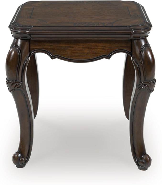 Signature Design by Ashley Maylee Classic End Table with Cabriole Legs, Dark Brown