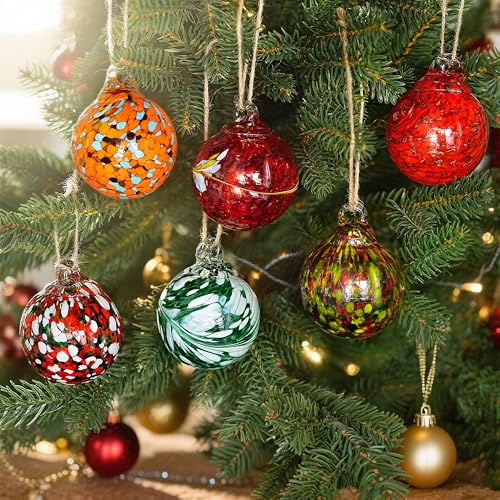 6 Pack Hand Blown Glass Balls Ornaments Hanging Witches Ball Gazing Ball