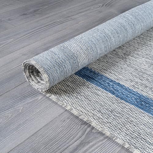Bordered Outdoor Rug 5x7 Washable Outside Carpet for Indoor Patio Porch Waterproof Easy Cleaning Non Shedding Area Rugs Silver Gray