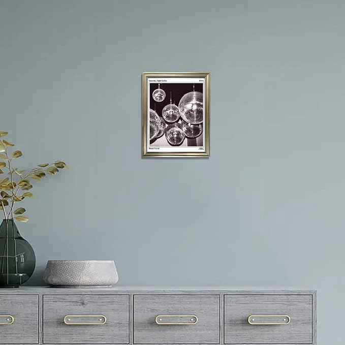 Disco Ball Wall Art, Vintage Framed Print Posters for Room Aesthetic Decor, Trendy Retro 70s Decor Funky Music Wall Art, Preppy Bar Cart Canvas Artwork