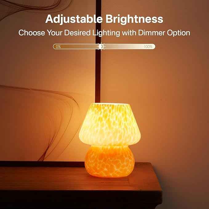 Mushroom Lamp Table Lamp for Bedroom,Small Desk Bedside Lamps for Living Room,Mushroom Decor Cute Mini Modern Mid Century Lamps for Night Stands,Aesthetic Home Living Room Decor(Flame Orange)