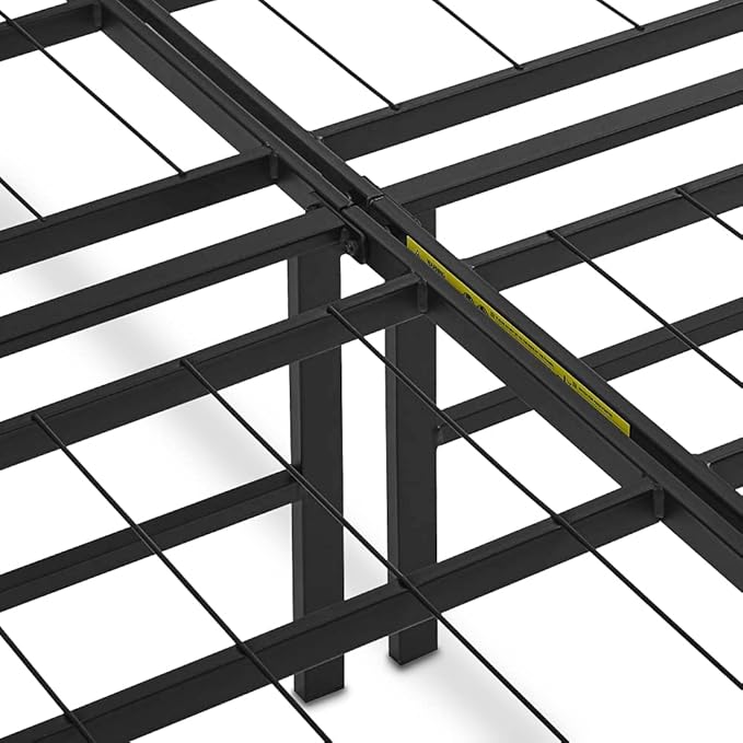 Amazon Basics Bed Frame with Storage, Foldable Metal Platform, Sturdy Steel, No Box Spring Needed, 14-inch High, Tool-Free Setup, Noise Free, Easy Assembly, Queen Size, Black