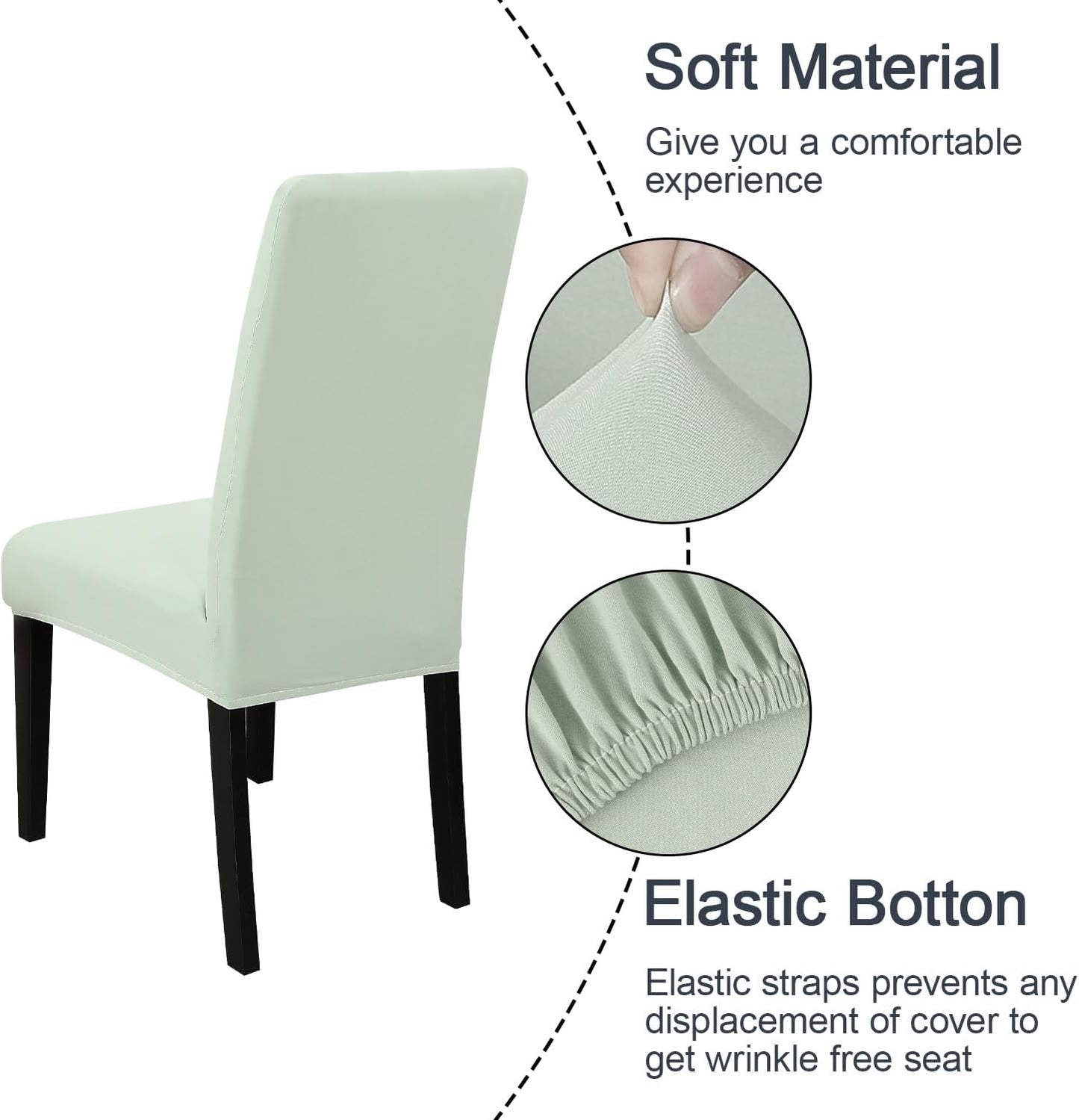 JQinHome Smoke Green Chair Covers for Dining Room Set of 2, High Stretch Removable Washable Parsons Chair Slipcover for Home Party Hotel Wedding Ceremony (2PCS,Smoke Green)