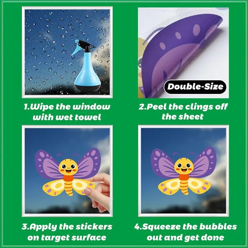 2 Sheets of 12x36 Inch Spring Summer Window Cling Sticker Fish (93 Count)