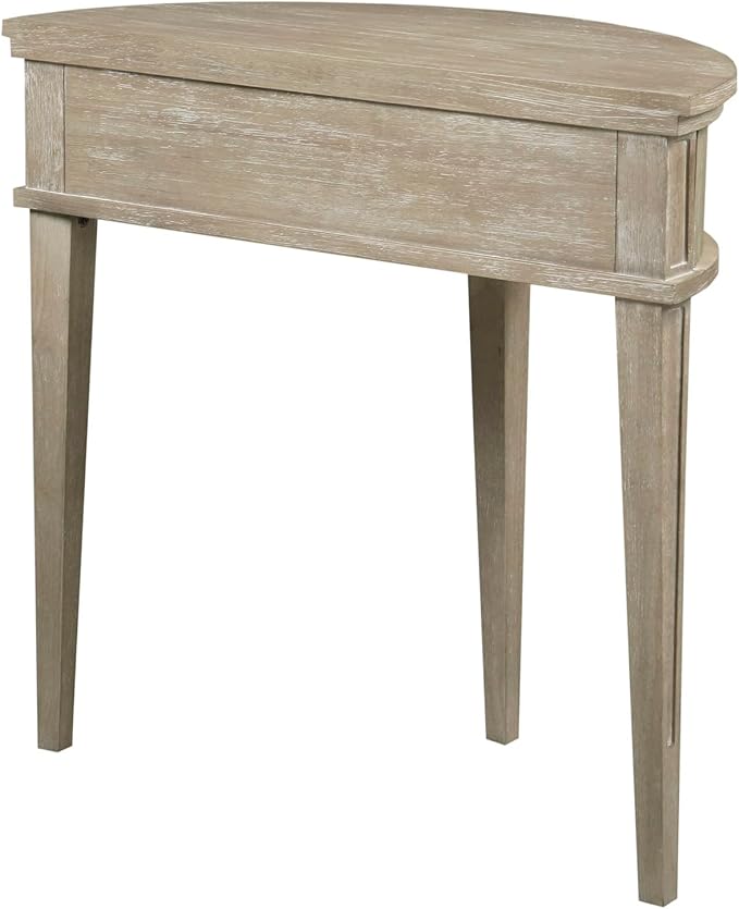 Martha Stewart Crestview Hall Console Table for Entryway with Storage, Solid Rubber Wood Frame, Vintage Demilune Shape, Bronze Knobs, Farmhouse, Accent Living Room Furniture Décor - Reclaimed Greige