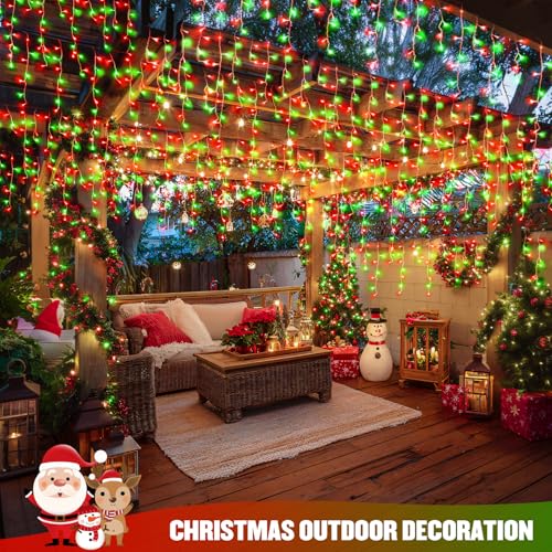 400 LED 38.8ft Red and Green Christmas Icicle Lights Outdoor (38.8 Foot)