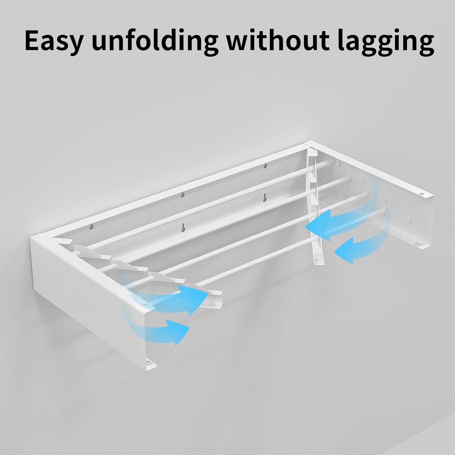 Wall Mounted Drying Rack for Laundry 23.6'', Folding Drying Rack Clothing Wall Mount with 4 Rods, Space Saving for Indoor Outdoor Bathroom Balcony (White, 23.6'')