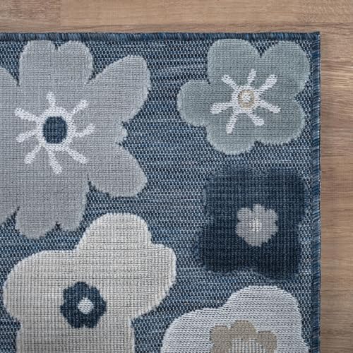 Outdoor Rug 6x9 Modern Floral Tropical Area Rugs for Outdoor and Indoor Patio Easy to Clean Non Shedding Living Room Porch Garden Washable Outside Carpet (58.5 Sq Ft)