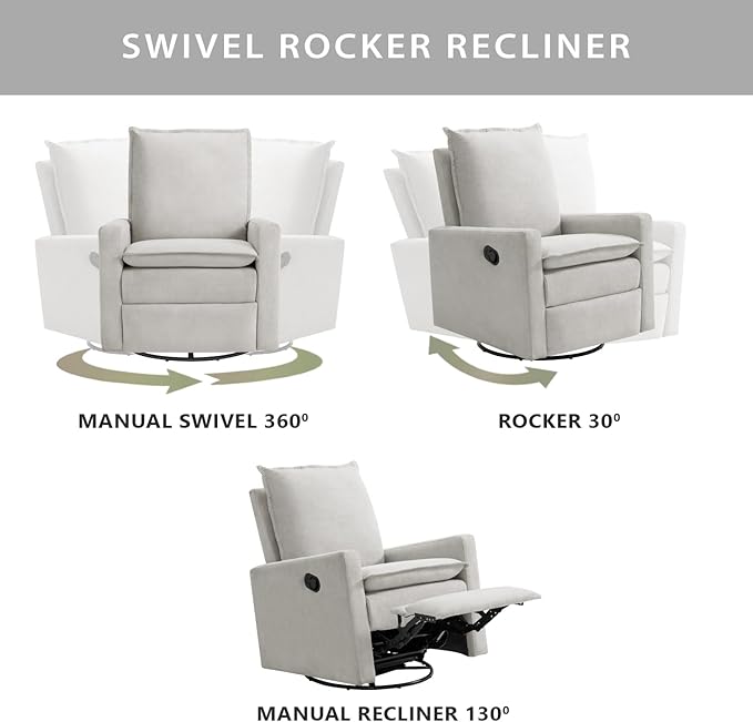 Oxford Baby Uptown Upholstered Swivel Glider & Recliner Nursery Chair, Sand