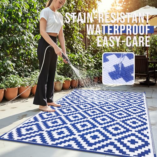 Outdoor Rug 9x12 ft Waterproof Reversible Mat