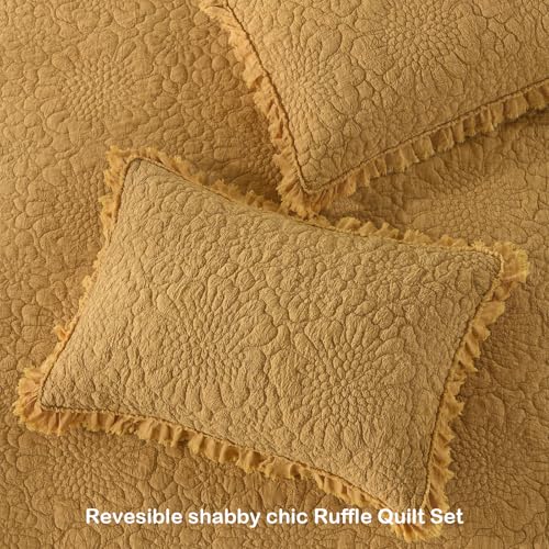 Yellow Ruffled Quilt King Size