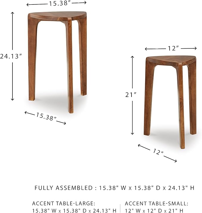 Signature Design by Ashley Brynnleigh Contemporary Nesting Accent Table, Set of 2, Light Brown