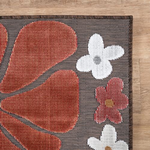 Outdoor Rug 9x12 Large Modern Floral Tropical Area Rugs for Outdoor and Indoor Patio Easy to Clean Non Shedding Living Room Porch Garden Washable Outside Carpet (108 Sq Ft)