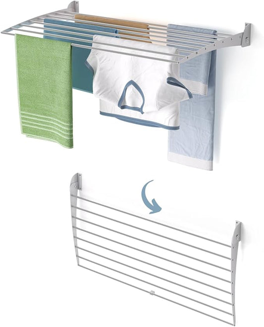 foxydry Fold, Wall Drying Rack, Vertical Drying Rack for Indoor and Outdoor Aluminium and Steel (Grey, 102 cm / 40.15 in)