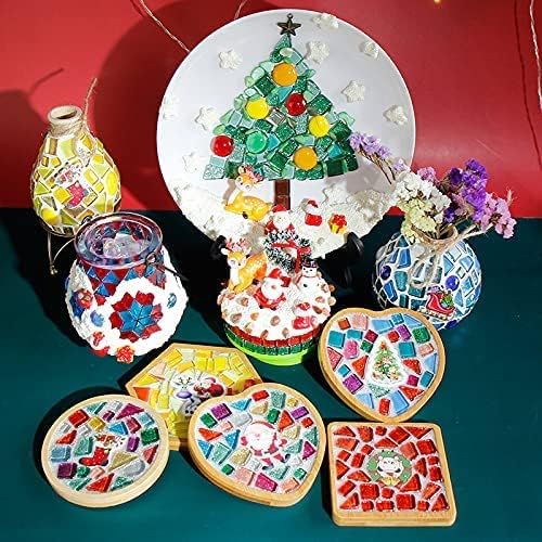 1.1 LB Irregular Crystal Mosaic Tiles,Small Particle Color Decal Crystal Glass Tile DIY Hobbies Children Handmade Crystal Craft for DIY Handmade Decorative Materials (Blue Series)