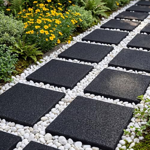 4 Pcs Rubber Stepping Stones Outdoor 12 x 12 Inch (4 Count)