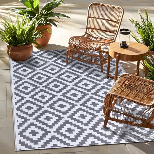 Outdoor Rug 4x6 ft Waterproof Reversible Mat