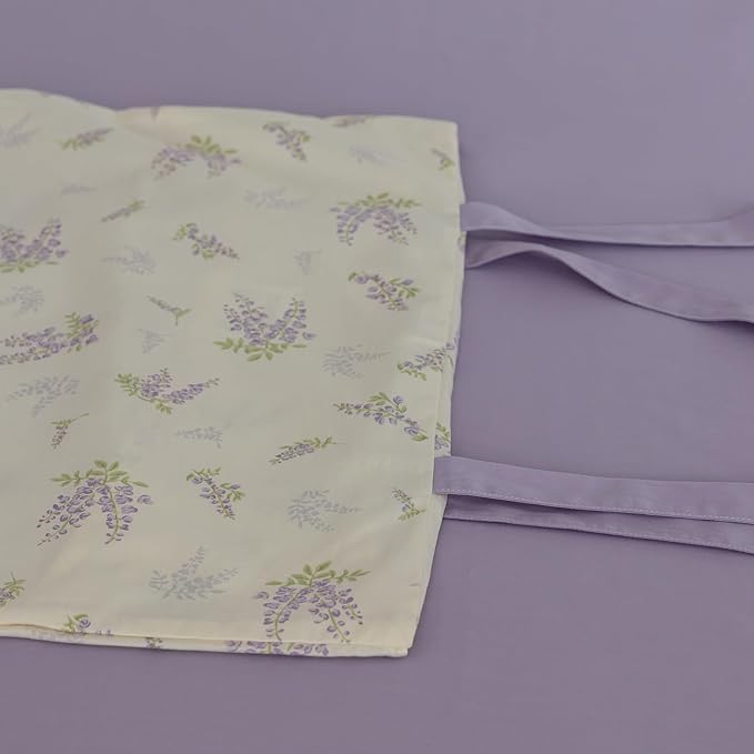 LifeTB Lilac Comforter Set Twin XL Girls Purple Flower Bedding Comforter Vintage Garden Floral Comforter Set Fluffy Soft Botanical Comforter with 2 Bow Ties Pillowcases for Girls Women Twin XL Size