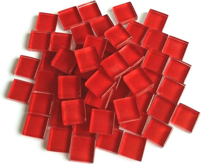 BestTeam Craft Material Mosaic Tile, Micro Glass Tiny Mini Mosaic Tile DIY Hobbies Children Handmade Crystal Free Stone Craft Material Creativity 300g (Red)