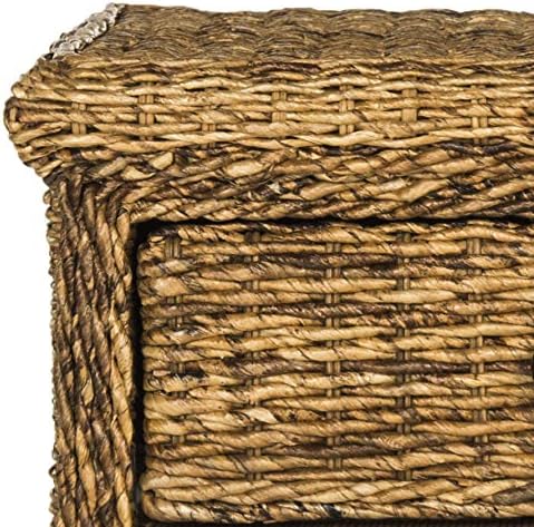 SAFAVIEH Home Collection Magi Tropical Natural Brown Rattan Solid Wood 1-Drawer Nightstand Table, Fully Assembled (SEA8001A)
