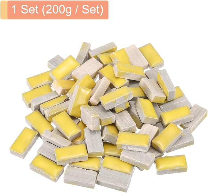 MECCANIXITY 200g Ceramic Mosaic Tiles for Crafts Bulk, Rectangle Yellow Ceramic Tiles for Mosaic Kits Garden Stepping Stone Cup Mat