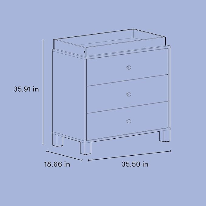 Storkcraft California 3-Drawer Chest with Removable Changing Topper (Driftwood) – GREENGUARD Gold Certified, Interlocking Drawer System, Pre-Installed Tracks, Easy Assembly